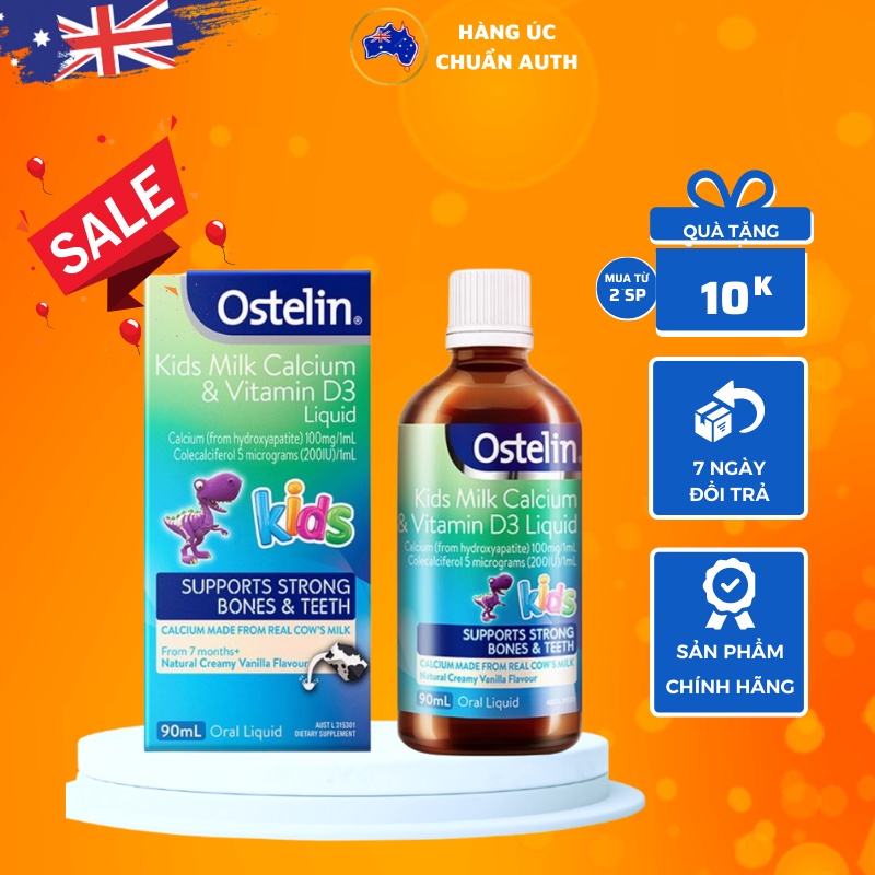 Canxi Ostelin dạng nước cho bé Ostelin Kids Milk Calcium & Vitamin D3