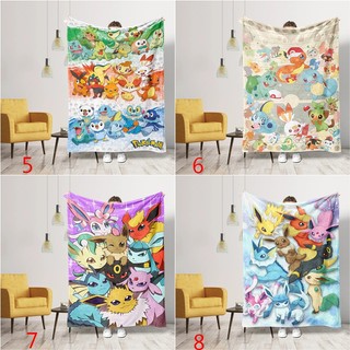 Chăn flannel in hình Pokemon, một mặt, phù hợp cho gia đình, văn phòng và điều hòa