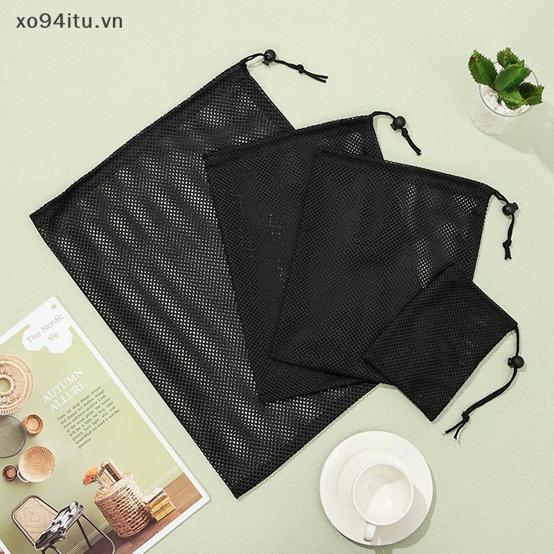XOITU Đen Trắng Lưới Dây Rút Túi Bảo Quản Đa Năng Du Lịch Gia Đình Hoạt Động Ngoài Trời Túi Giặt Stuff Sack VN