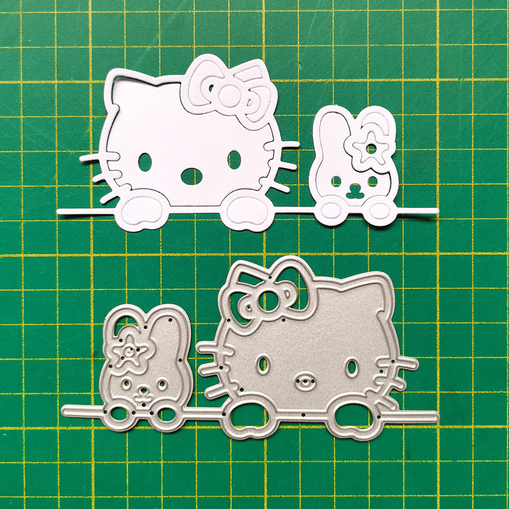 Mèo HelloKitty Kim Loại Thép Carbon Khắc Khuôn Sổ Lưu Niệm DIY Cắt Dập Nổi Mẫu 5199