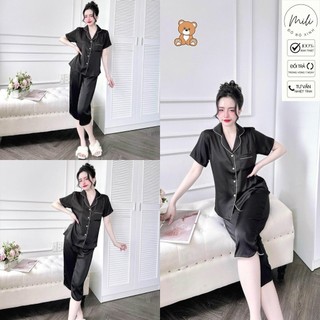 Đồ Bộ TẾT, Đồ Bộ Pijama, LỬNG MÀU TRƠN, Đồ Ngủ Nữ. Quần Lửng Có Túi. Vải Lụa Latin Cao Cấp.
