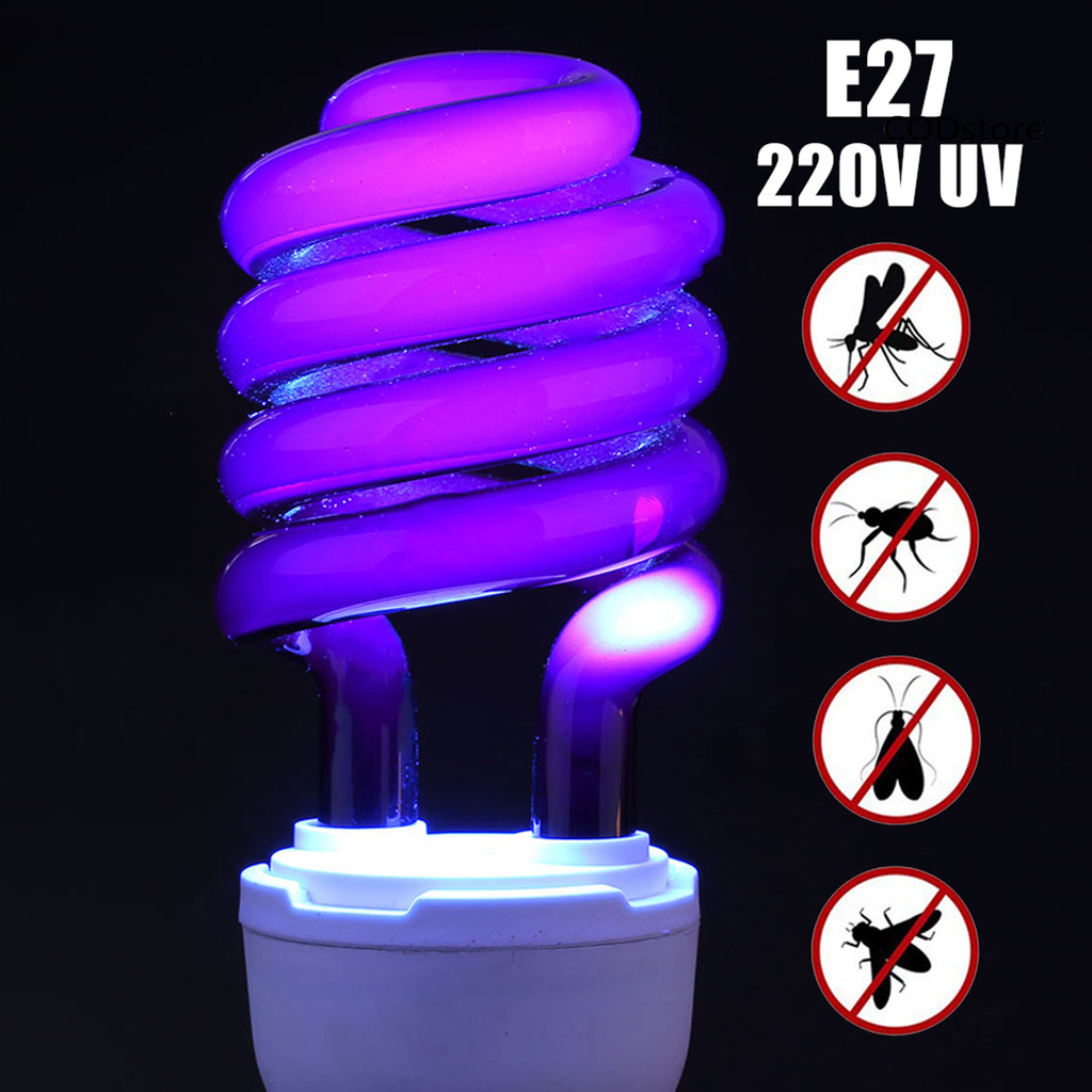 Đèn bẫy côn trùng raya 220V Bóng đèn trang trí Kim loại xoắn ốc UV Đèn huỳnh quang để thu hút côn trùng