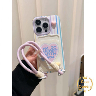 Ốp Lưng Tương Thích Cho IPhone 15 13 16 11 12 14 Pro Max 7Plus XR 7 16 11 8 6s Plus XS X Max SE 2022 Sáng Tạo Dễ Thương Trái Tim Tình Yêu Chữ Cái Tiếng Anh Dây Ví Khe Cắm Thẻ Bìa Mềm