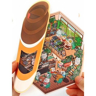 Infeelme Cảnh Quan Dán Hôm Nay Mở 6.0 Lật Thu Nhỏ Cảnh Ba Chiều Cabin Dán Kích Thước Lớn