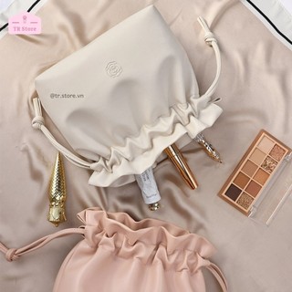 Túi Mỹ Phẩm Dạng Rút Rose Da PU Cao Cấp Du Lịch Leather Pouch