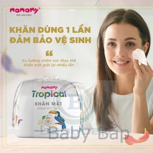 Khăn Mặt Dùng Một Lần Mamamy Tropical 80 Tờ Dạng Cuộn Có Dây Rút Kín Ngăn Khuẩn Tránh ẩm Shop Babybap