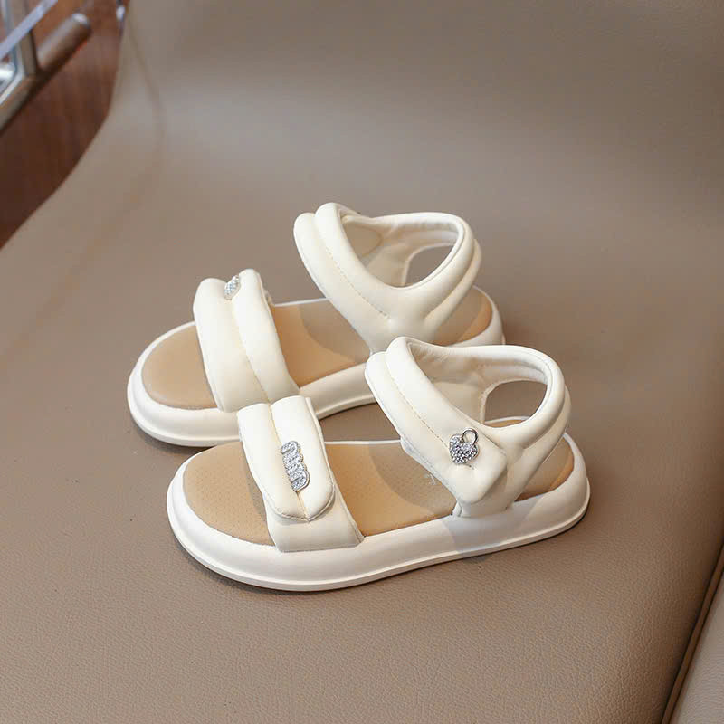( hàng sẵn ) sandal bé gái dép quai hậu cho bé quai chéo nơ xinh xắn êm chân QCCC full hộp trắng cho bé từ 3 tuổi  2139