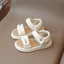 sandal bé gái dép quai hậu cho bé quai chéo nơ xinh xắn êm chân QCCC full hộp trắng cho bé từ 3 tuổi 2139