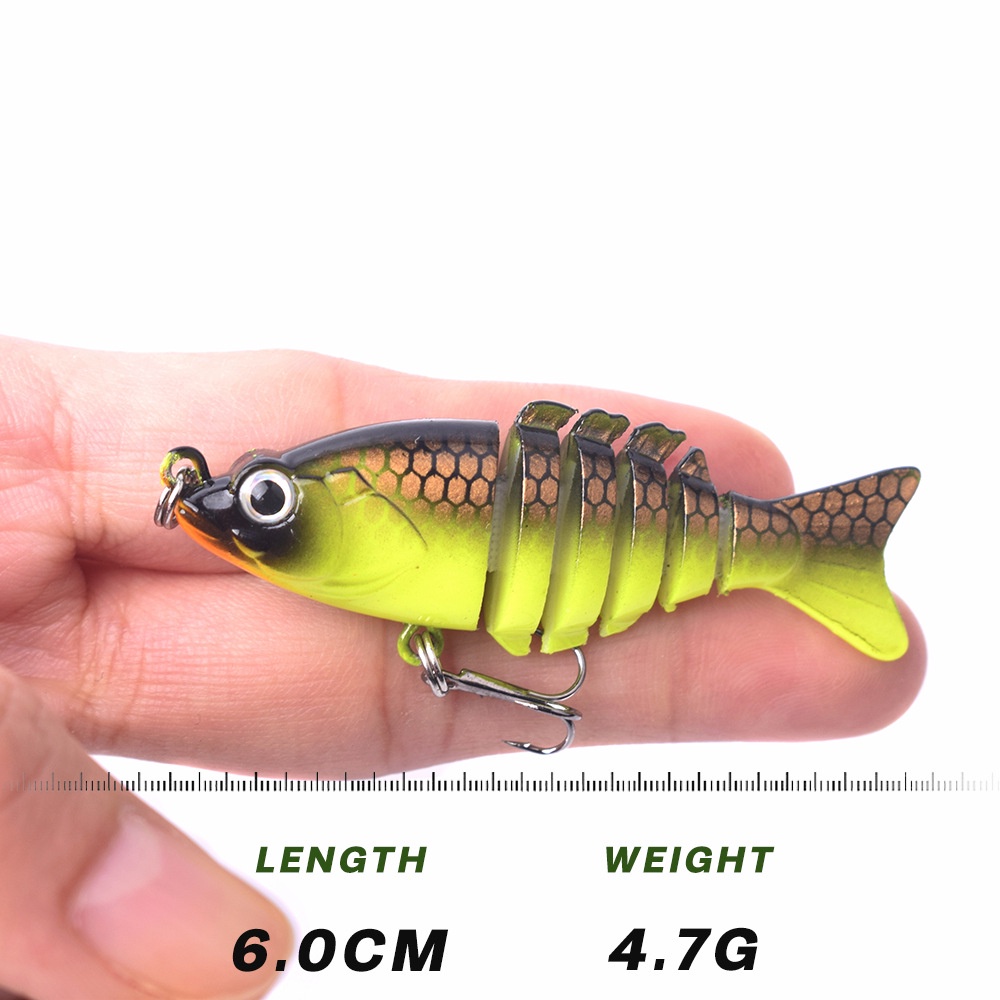 6cm 4.7g Mini Mồi Câu Cá Swimbait Nhiều Phân Đoạn Khớp Đánh chìm Crankbait Lặn Mồi umpan Pancing Gewang Bass Killer Bionic Giả Cá Giải Quyết