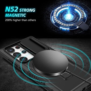 Dành Cho Samsung S23 Ultra S23 Plus S24 S25 Edge Ốp Lưng Máy Ảnh Trượt Cửa Sổ Giá Đỡ Vòng Từ Tính Chống Rơi PC + TPU Lai Mỏng Bao