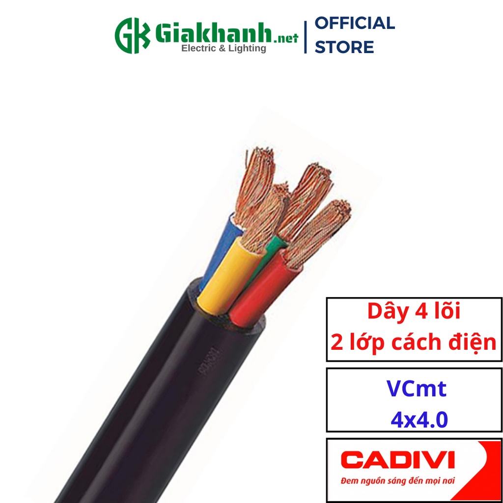 Dây Điện Mềm Tròn Bọc Nhựa PVC 4 lõi 300/500V, 2 Lớp Cách Điện Cadivi ...