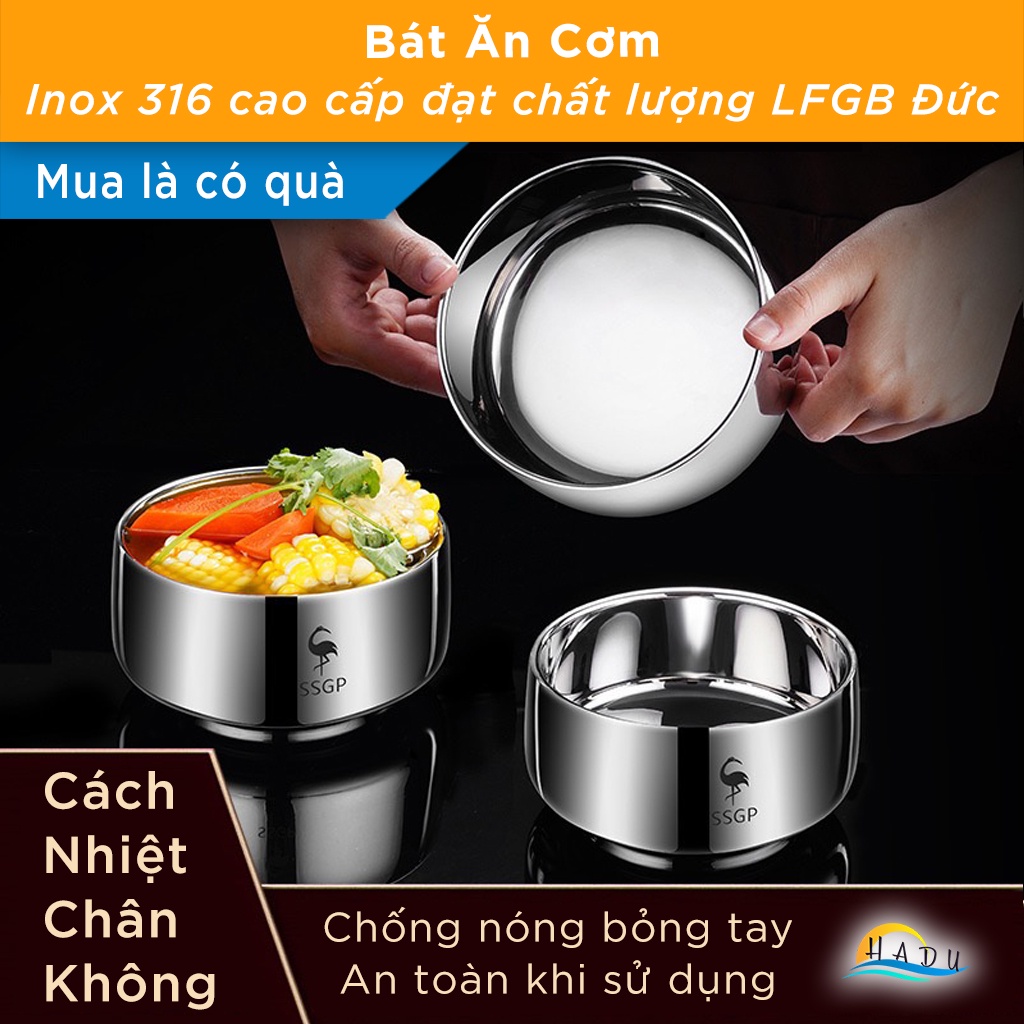 Bát Inox 2 Lớp Cách Nhiệt Kiểu Hàn Quốc Chất Liệu 304 316 Cao Cấp Đạt ...
