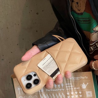 Sang Trọng Bí Ngô Nâu Rhomboid Da Cứng Có Đựng Thẻ Khe Cắm Túi Cho iPhone 17Promax 16promax 13 14 15 Pro Max Bảo Vệ Toàn Diện Ốp Điện Thoại Di Động Thời Trang Nữ