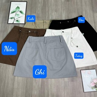 Chân váy big size nữ dáng ngắn kaki dày dặn giả túi có lót quần chữ A cạp đứng phong cách thanh lịch- CV400