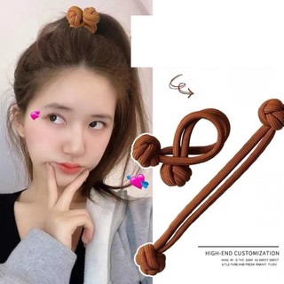 Set 2 Dây Buộc Tóc Cao Su Nút Thắt Hai Đầu, Co Giãn Nhiều Màu Phong Cách Hàn Quốc HaminStore