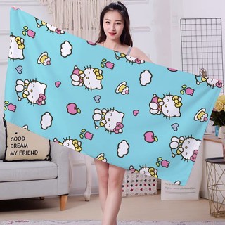 Hello Kitty Terry Khăn Một Mặt In Mềm Thấm Hút Vải Terry Khăn Tắm Khăn Đi Biển Cuộc Sống Gia Đình Đồ Dùng Phòng Tắm