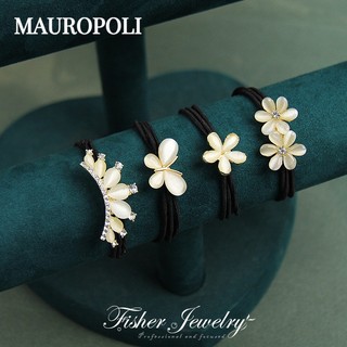 Mauropoli [Sẵn sàng] Băng đô kim loại Opal phong cách mới Nữ phong cách Hàn Quốc Dây buộc tóc đuôi ngựa sang trọng Dây cao su ba lớp Dây buộc tóc