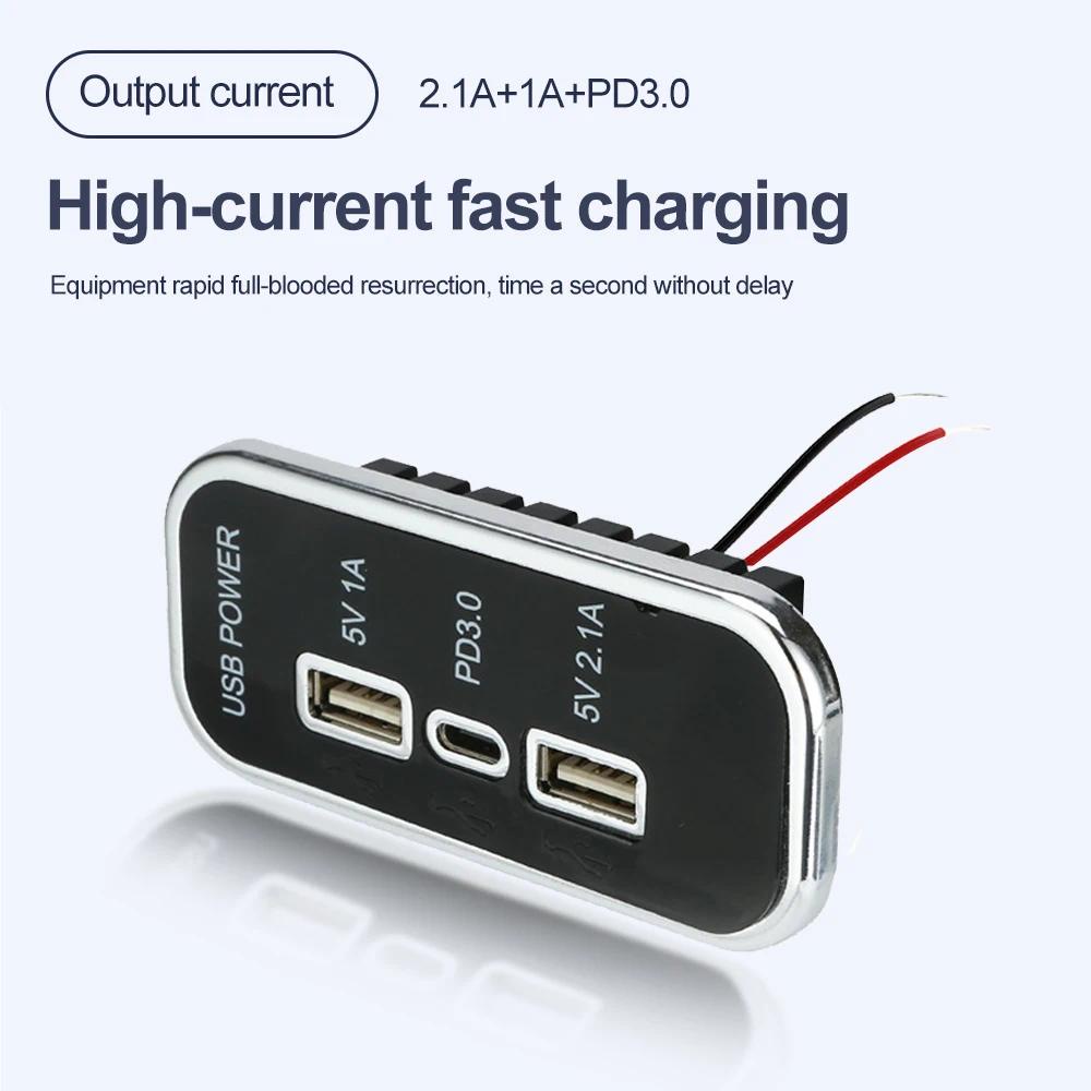 Bộ Sạc 12 / 24V PD Type-C 2.1A 1A Hai Cổng USB Cho Xe Hơi / Xe Tải / Tàu Thuyền / RV
