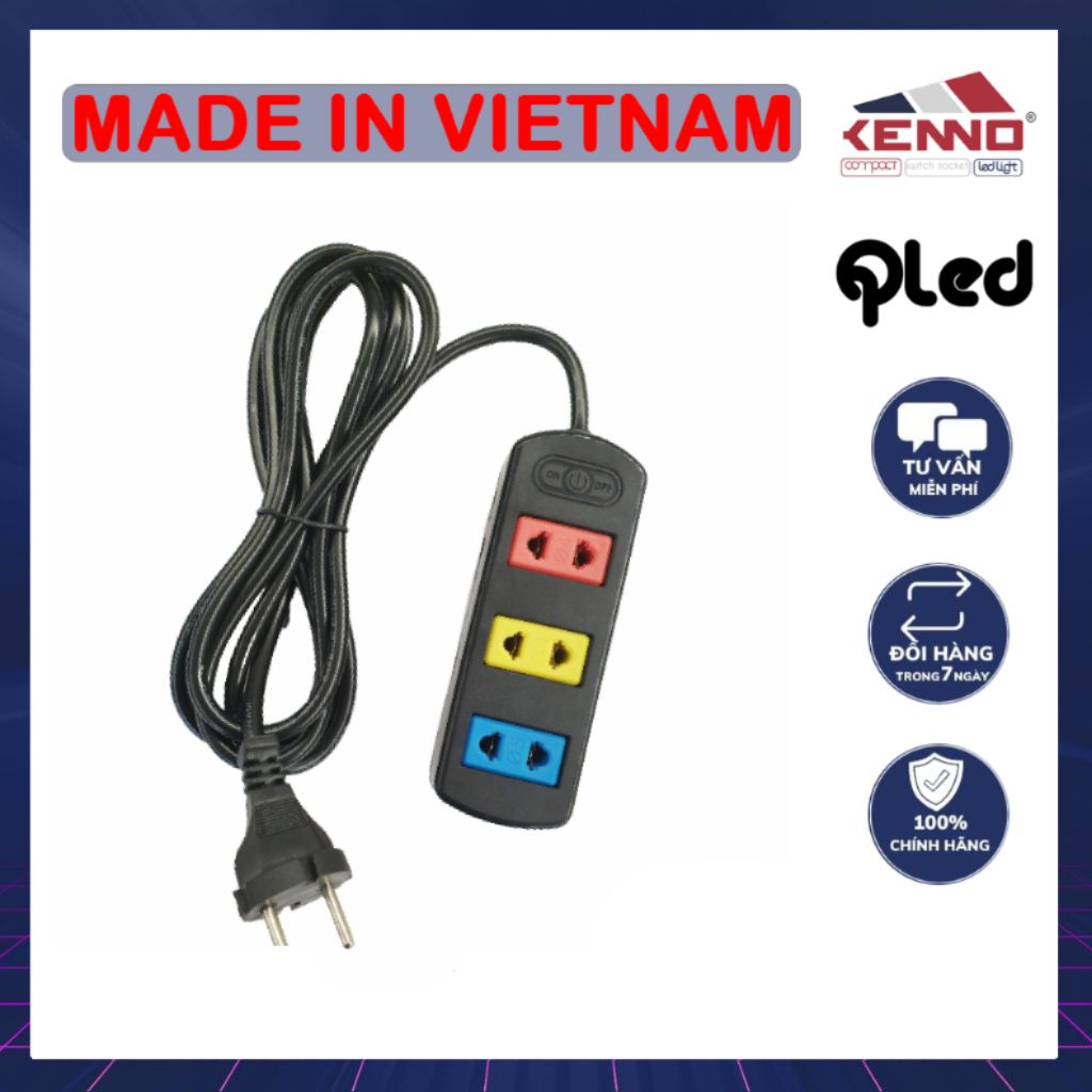 Ổ Cắm Điện Đa năng Chịu Tải 3TC3-3TC5 Qled/Kenno 1200W 3 Lỗ Cắm