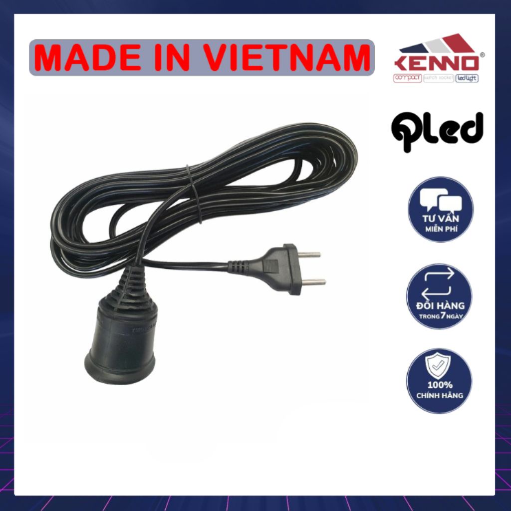 Bộ đuôi treo đèn liền Qled/Kenno dây chống nước 27LD3 5 sẵn phích cắm tiện dụng