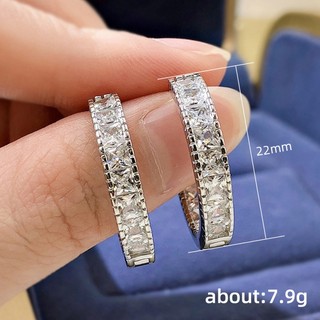 Bông Tai Mạ Bạc 925 Đính Đá Zircon Đơn Giản Thời Trang Cho Nữ