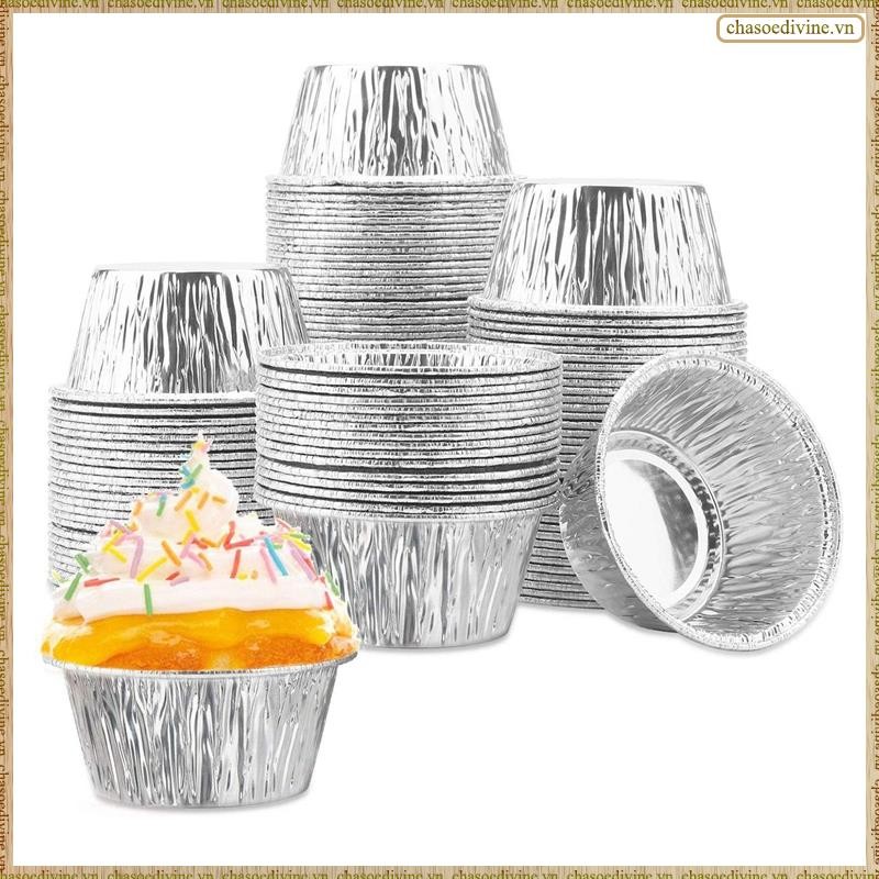 [K O G X] 150 Chiếc Cốc Bánh Cupcake Giấy Nhôm Ramekin Muffin Nướng Bánh, Lớp Lót Muffin Dùng Một Lần, Cốc giữ Ramekin, Chảo nướng bánh Cupcake Nhôm, Cốc nướng bánh Pudding