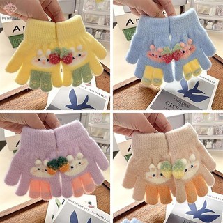 [Pcwkkef] 1 Cặp Găng Tay Dệt Kim Sang Trọng Hoạt Hình Dễ Thương Cho Trẻ Em Mùa Đông Ngoài Trời Ấm Áp Dày Chống Gió Găng Tay Cho Bé 1-5 Tuổi Găng Tay Full Ngón Mới