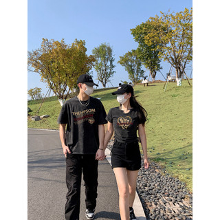 Hiixiivi Áo Thun Unisex Tay Ngắn Cotton Cổ Tròn Nam Nữ Baggy In Cặp Đôi 2024