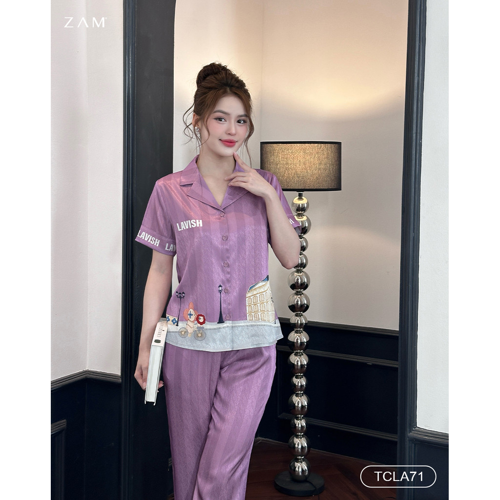 Ảnh BỘ MẶC NHÀ ZAM - TCLA71 - BỘ NGẮN TAY QUẦN DÀI LAVISH TÍM 4