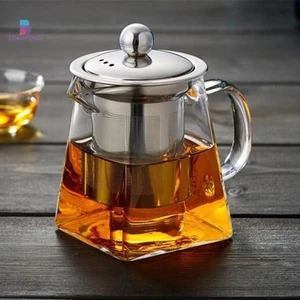 < Beartwo > Ấm trà thủy tinh Bộ lọc thép không gỉ dày chịu nhiệt độ cao Ấm trà chống bỏng Ấm trà gia đình Bộ trà Kung Fu Đẹp