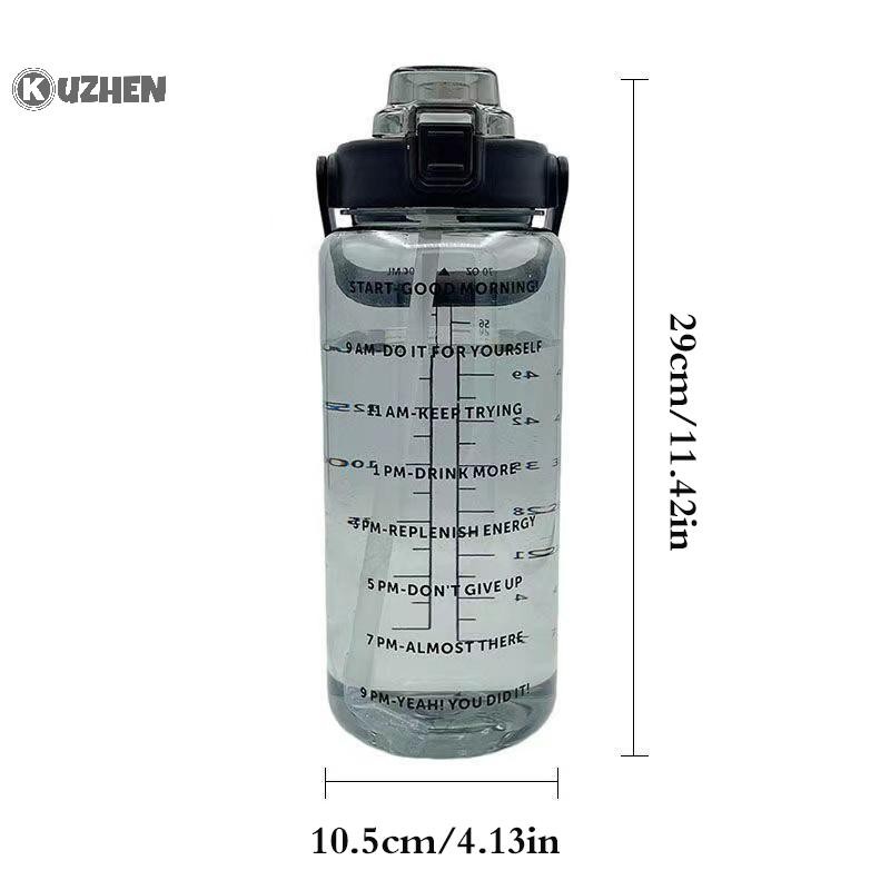 Kuzhen 2 Lít Bình Nước Có Ống Hút Nữ Chai Bé Gái Di Động Du Lịch Cốc Tập Thể Dục Mùa Hè Bình Nước Lạnh Có Dấu Thời Gian HOT