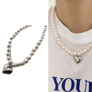 XGB Ngọc Trai Tinh Tế Vòng Cổ Trái Tim Mặt Dây Chuyền Vòng Cổ Trái Tim Tình Yêu Vòng Cổ Giả Ngọc Trai Vòng Cổ Chất Liệu CCB Cho Một Phần