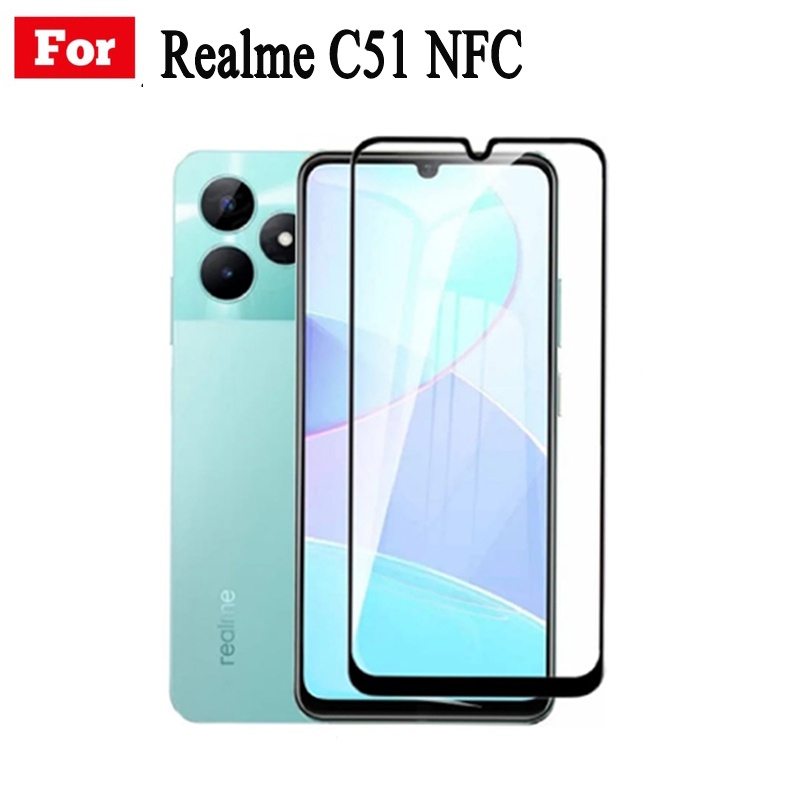 Realme C51 NFC Kính Cường Lực Full Cover Phim Cho Realme C53 C55 C33 C35 C30 C30s C25 C25s C25Y C21Y C17 C15 C12 C11 2021 Ống Kính Máy Ảnh 3 Trong 1 Kính Bảo Vệ Màn Hình Và Phim Mặt Sau