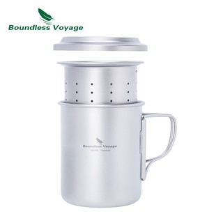 Boundless Voyage- 450ml Cốc Titan Có Bộ Lọc Cắm Trại Ngoài Trời Trà Cà Phê Cốc Di Động Nhẹ Máy Pha Trà Du Lịch Drinkware