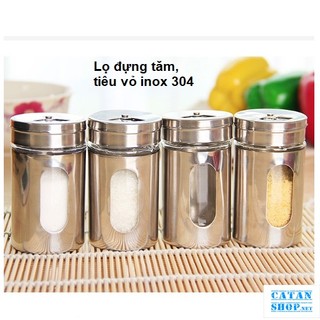 Lọ đựng tiêu bằng thủy tinh bọc inox, hũ gia vị, lọ đựng tăm nắp inox 100ml hàng dày dặn cao cấp GD756-LoTieu