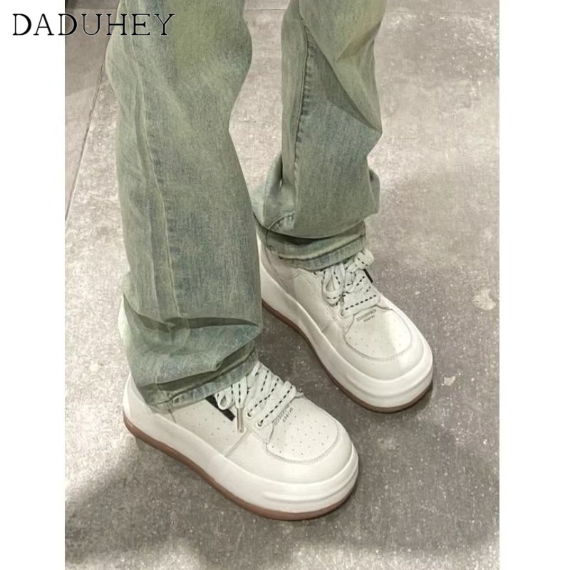 Ảnh DaDuHey New American Ins High Street Retro Jeans Niche High Waist Elastic Straight Pants plus Size Trousers 3