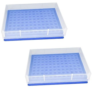 JIGK 2 Chiếc Microcentrifuge Ống Giá, Giá Ống PP PCR Xanh, Khử Trùng Áp Lực Cao 96 Lỗ 13cm * 9cm * 3cm PCR Tấm Dải Ống