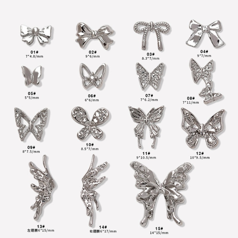 ⚝⚝Richh Set 10 Phụ Kiện Trang Trí Móng Tay Hình Bướm 3D Đẹp Mắt