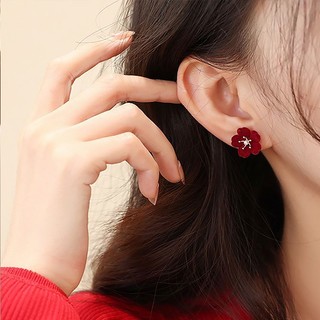 Bông Tai Nhung Hình Hoa Anh Đào Dễ Thương