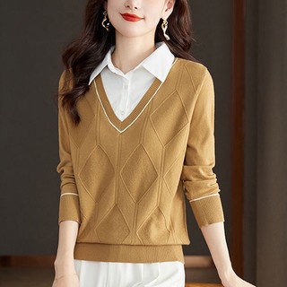 Áo sweater Tay Dài Giả Hai Lớp Phong Cách Thời Trang Thu Đông Mới 2023
