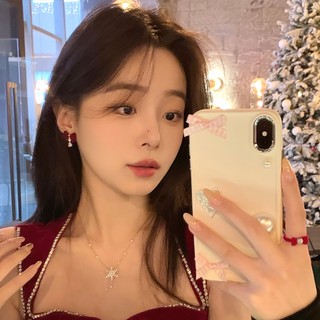 Bông Tai Đính Nơ Nhung Sang Trọng Phong Cách retro