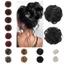DELMER Tổng Hợp Chignon, Phần Mở Rộng Tóc Giả Tóc Lộn Xộn Tóc Xoăn Bun, Lông Tơ Đen Sóng Tóc Mảnh Nâu Vuốt Kẹp Bun Nữ