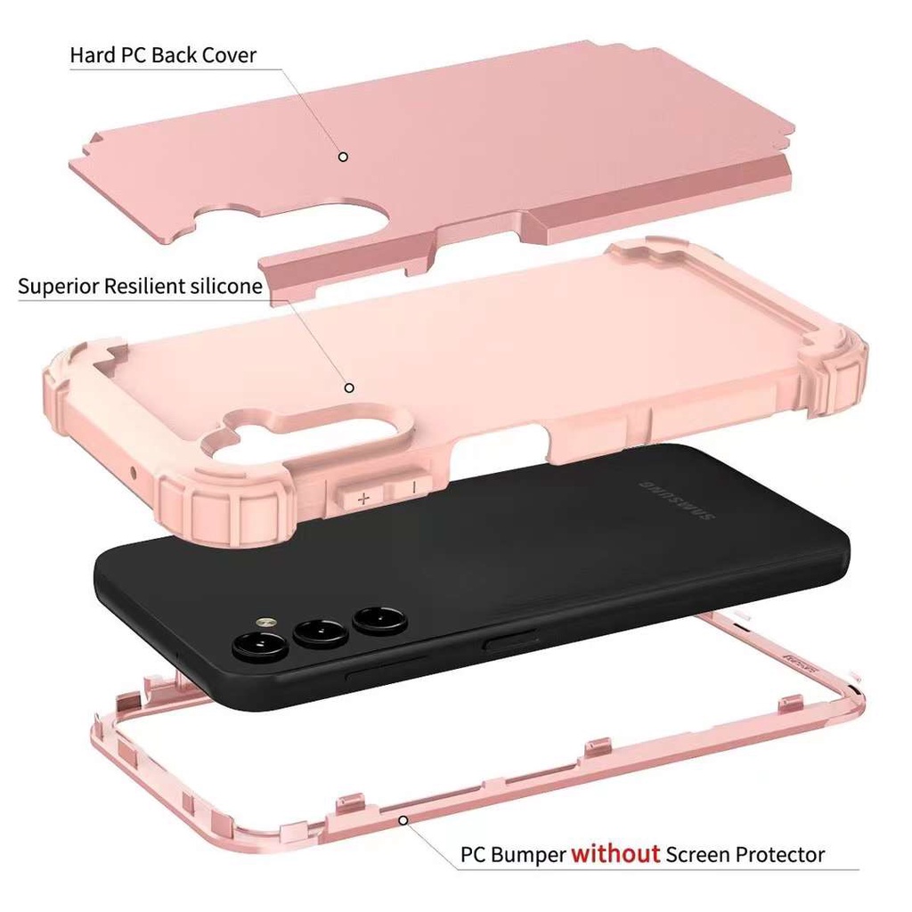 Ốp Lưng 3 Trong 1 Cho Samsung Galaxy S26 S25 S24 S23 Ultra Plus FE A57 A56 A55 A37 A36 A35 A26 A17 A16 A12 A13 A14 A15 A54 A32 S20 S21 S22 NOTE 20 10 PLUS Chống Sốc Vàng Hoa Hồng Dày Ốp lưng