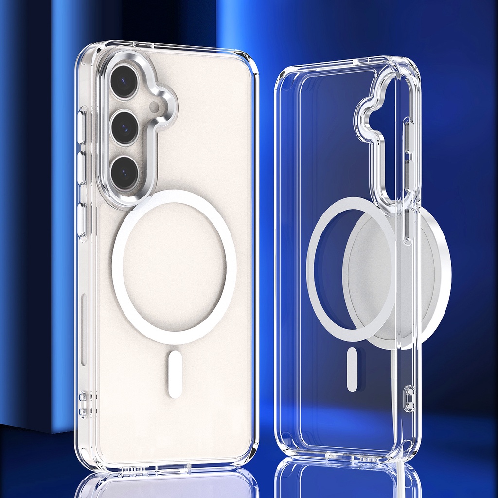 Ôp Điện Thoại Trong Suốt Dày Dặn Chống Sốc Kèm Khung Kim Loại Từ Tính Cho Samsung Galaxy S23 Fe A55 A14 A15 A34 A54 A13 A24 A25 A35 S24 S23 Ultra Plus Ốp