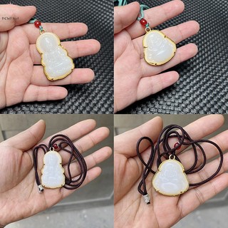 [pcwfkef] Vòng cổ Mặt Phật Di Lặc Màu Xanh Lá Trắng Phong Cách Trung Hoa Tinh Tế Cho Nữ Mới