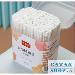 Hộp 200 cây bông ngoáy tai, Tăm bông hai đầu cho trẻ em vệ sinh tai, mũi - kháng khuẩn,dễ sử dụng-GD787-TamHopBB