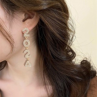 1 Cặp Bông Tai Đính Kim Cương Nhân Tạo Kiểu Năm Mới 2024 Khuyên Tai Kỹ Thuật Số Thời Trang Cho Nữ