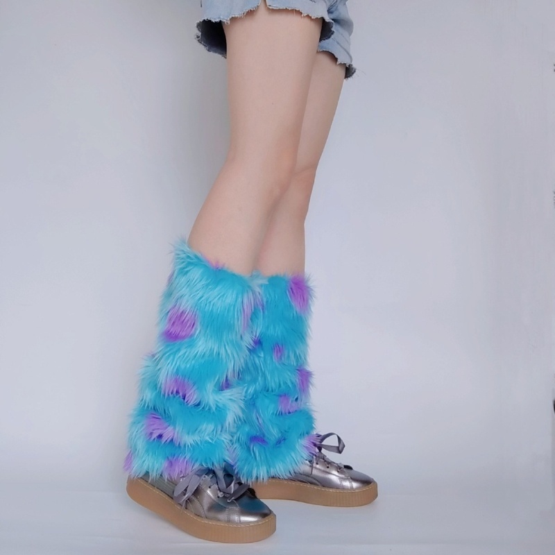 Dassbsug Nữ Quái Vật Cosplay Lông Chân Ấm Mùa Đông Ấm Áp Dày Fuzzy Sang Trọng Boot Vòng bít