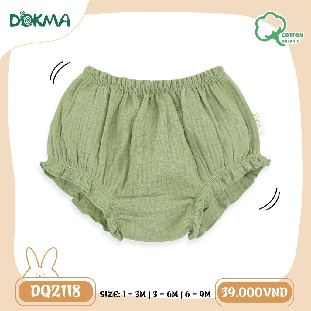(3-9kg, 1-9M) Quần Đùi Sơ Sinh Dúm Gấu Vải Xô Muslim Cho Bé Dokma Mã DQ2118