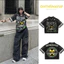 SY3 Áo thun mùa hè hiphop jersey cổ chữ V dáng rộng tay ngắn hàng đầu dạo phố YS3